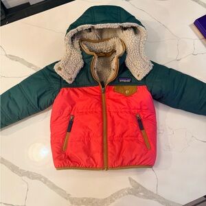 Patagonia Forest Green and Coral Jacket
